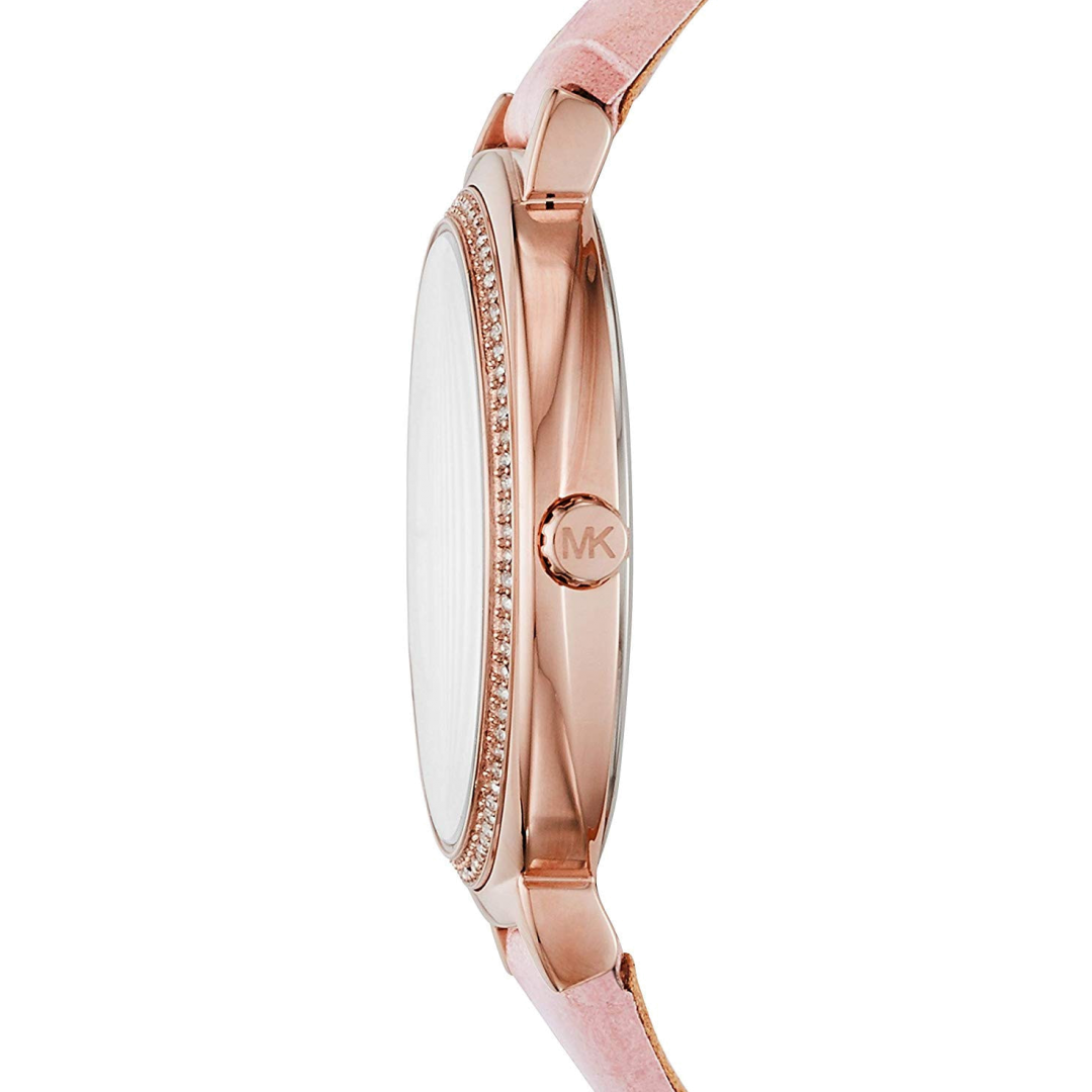Michael Kors Cinthia Mother of Pearl Dial Pink Leather Strap Watch for Women - MK2663