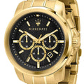 Maserati Successo 44mm Black Dial Gold Stainless Steel Strap Watch For Men - R8873621013