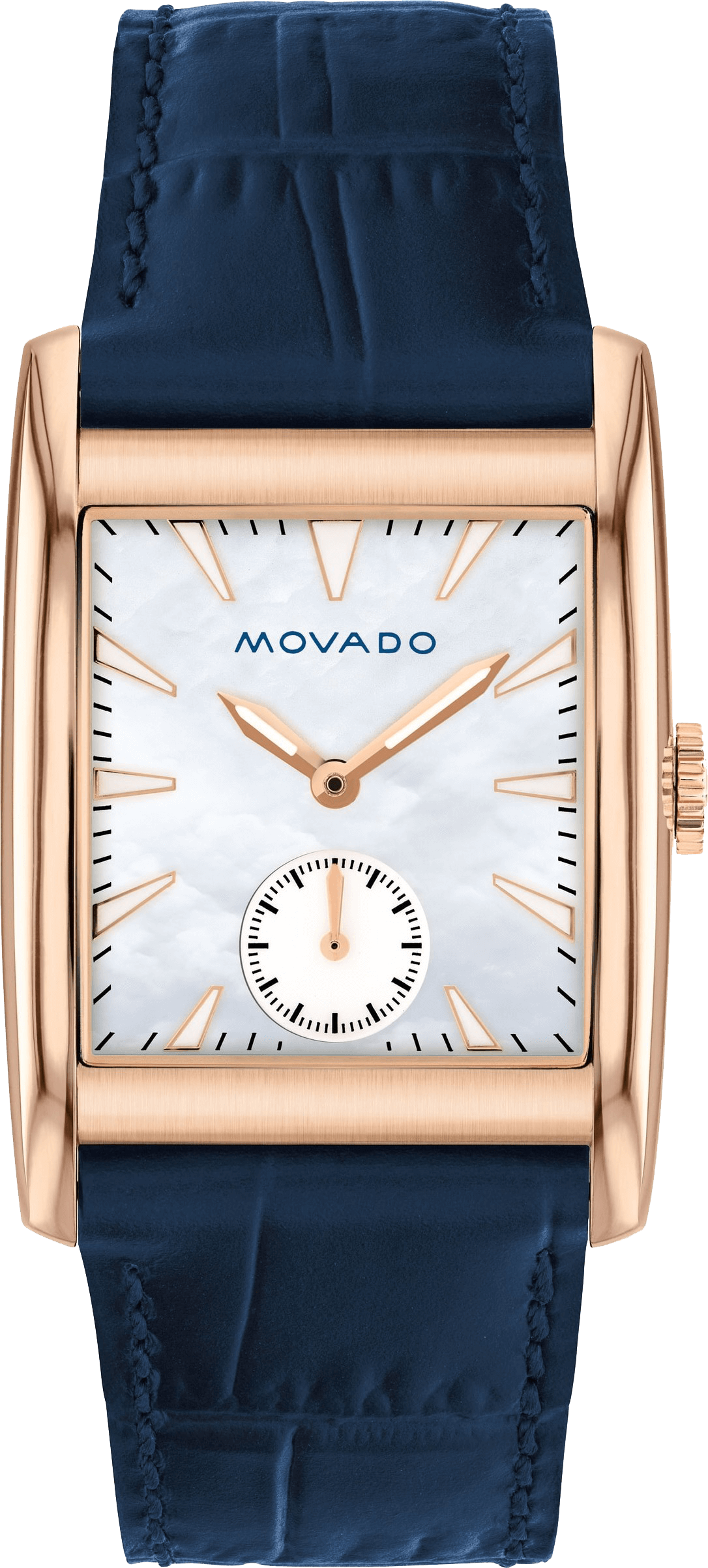Movado Heritage White Mother of Pearl Dial Blue Leather Strap Watch For Women - 3650052