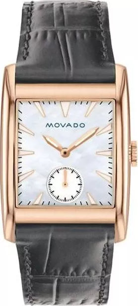 Movado Heritage White Mother of Pearl Dial Grey Leather Strap Watch For Women - 3650051
