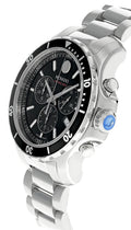 Movado Series 800 Chronograph Black Dial Silver Steel Strap Watch For Men - 2600142