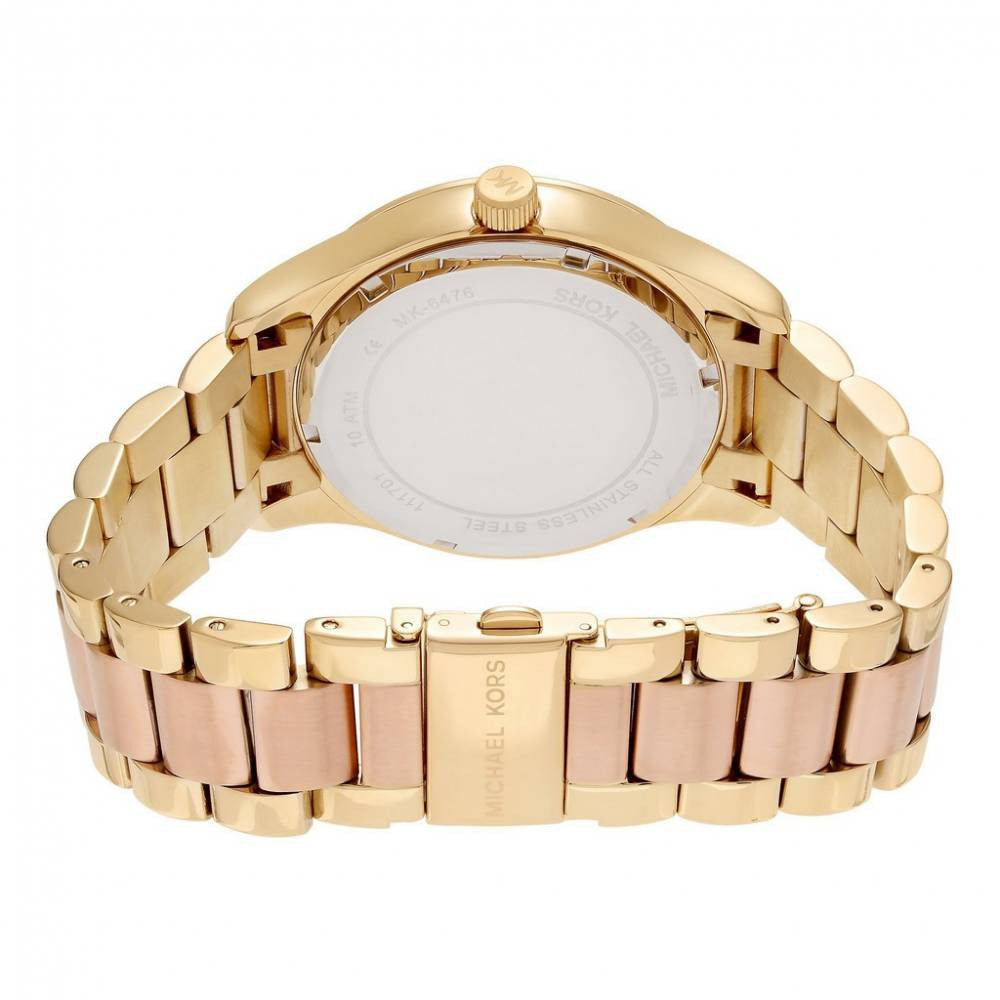 Michael Kors Layton Rose Gold Dial Gold Steel Strap Watch for Women - MK6476