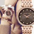 Michael Kors Darci Brown Dial Rose Gold Steel Strap Watch for Women - MK3217
