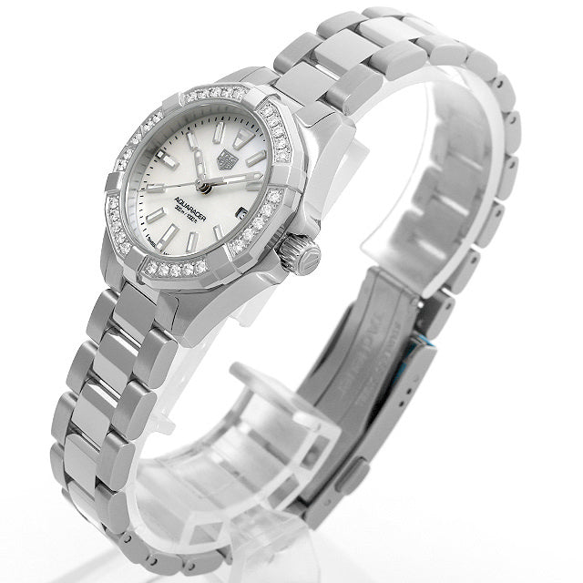 Tag Heuer Aquaracer Quartz Diamonds Mother of Pearl Dial Silver Steel Strap Watch for Women - WBD1413.BA0741