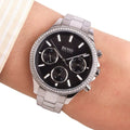 Hugo Boss Hera Black Dial Silver Steel Strap Watch for Women - 1502593