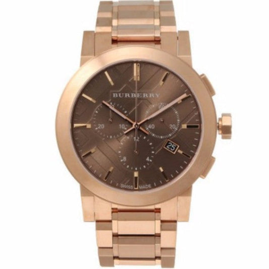 Burberry The City Grey Dial Rose Gold Steel Strap Watch for Men - BU9353