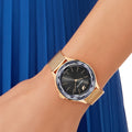 Swarovski Octea Nova Black Dial Rose Gold Mesh Bracelet Watch for Women - 5430424