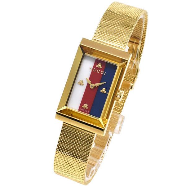 Gucci G Frame Mother of Pearl Dial Gold Mesh Bracelet Watch For Women - YA147410