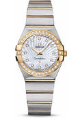 Omega Constellation Diamonds Mother of Pearl Dial Two Tone Steel Strap Watch for Women - 123.25.27.60.55.006