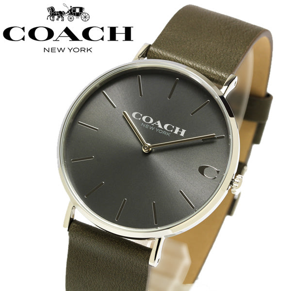 Coach Charles Grey Dial Brown Leather Strap Watch for Men - 14602153