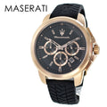 Maserati Successo 44mm Black Rose Gold Dial Black Rubber Strap Watch For Men - R8871621012