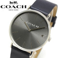 Coach Charles Grey Dial Navy Blue Leather Strap Watch for Men - 14602150