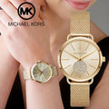Michael Kors Portia Gold Dial Gold Mesh Bracelet Watch for Women - MK3844