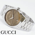 Gucci G Timeless Brown Dial Silver Steel Strap Watch For Men - YA126445