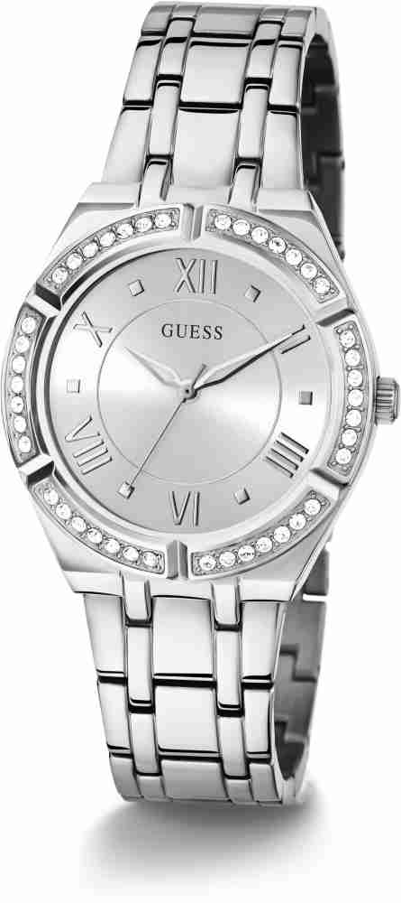 Guess Cosmo Diamonds Silver Dial Silver Steel Strap Watch for Women - GW0033L1