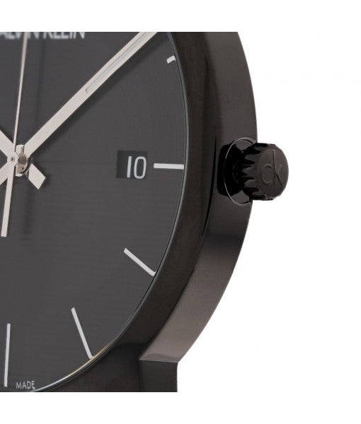 Calvin Klein City Quartz Black Dial Black Leather Strap Watch for Men - K2G2G4C1