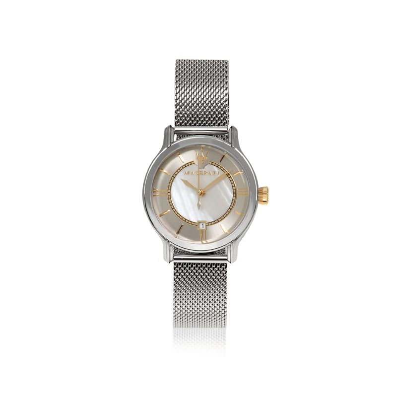 Maserati Epoca Mother of Pearl Dial Silver Mesh Strap Watch For Women - R8853118504