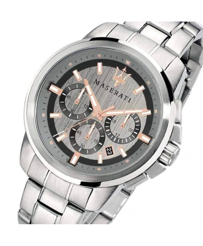 Maserati Successo Quartz Silver Toned Stainless Steel Watch For Men - R8873621004