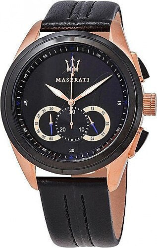 Maserati Traguardo 45mm Black Dial Watch Black Strap For Men - R8871612025