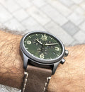 Tissot T Sport Chrono XL Olive Green Dial Brown Leather Strap Watch For Men - T116.617.36.097.00