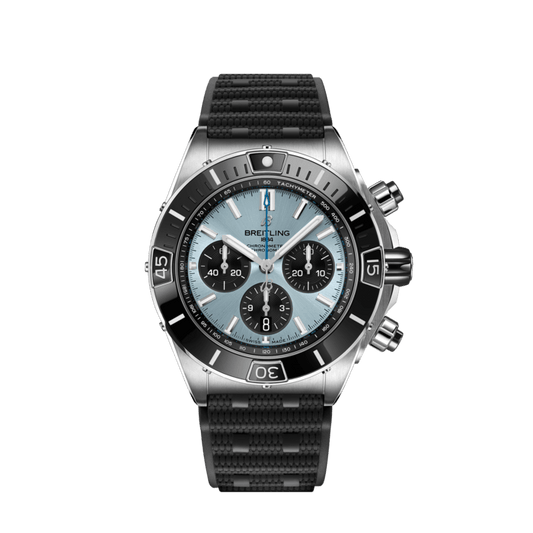 Breitling Chronomat B01 44 Platinum Blue Dial Rubber Strap Watch for Men - PB0136251C1S1