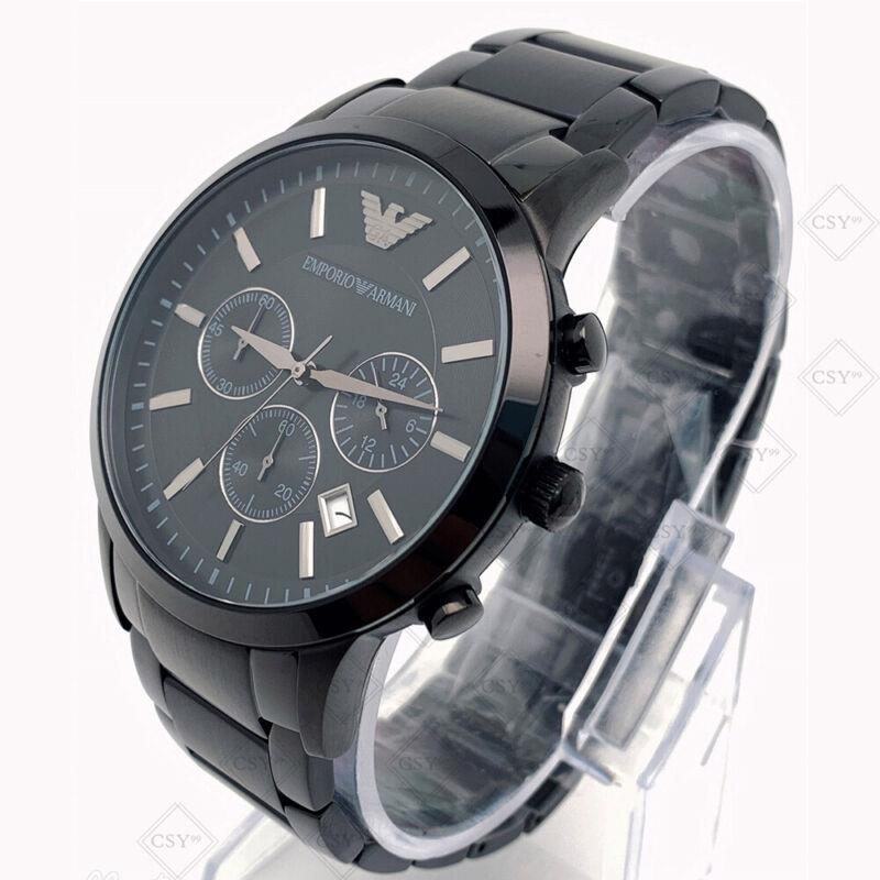 Emporio Armani Classic Chronograph Black Dial Black Steel Strap Watch For Men - AR2453