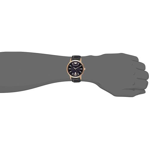 Emporio Armani Renato Quartz Black Dial Black Leather Strap Watch For Men - AR2425