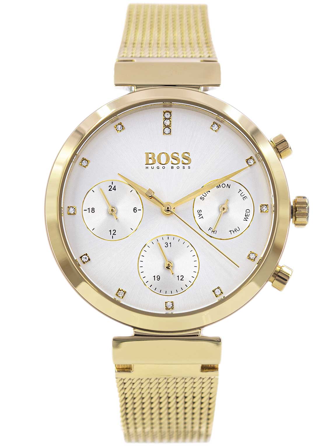 Hugo Boss Flawless White Dial Gold Mesh Bracelet Watch for Women - 1502552