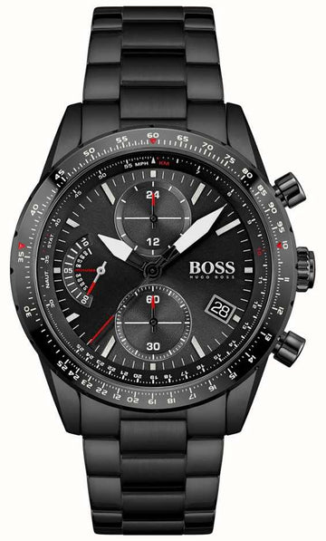 Hugo Boss Aero Black Dial Black Steel Strap Watch for Men - 1513771