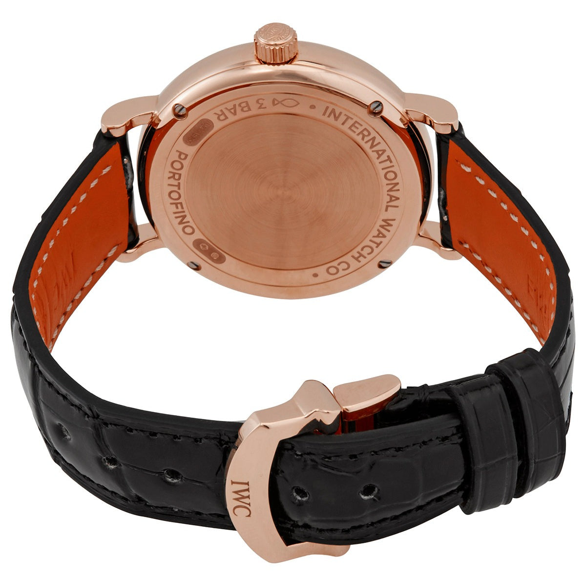 IWC Portofino Automatic Diamonds Silver Dial Black Leather Strap Watch for Women - IW357406