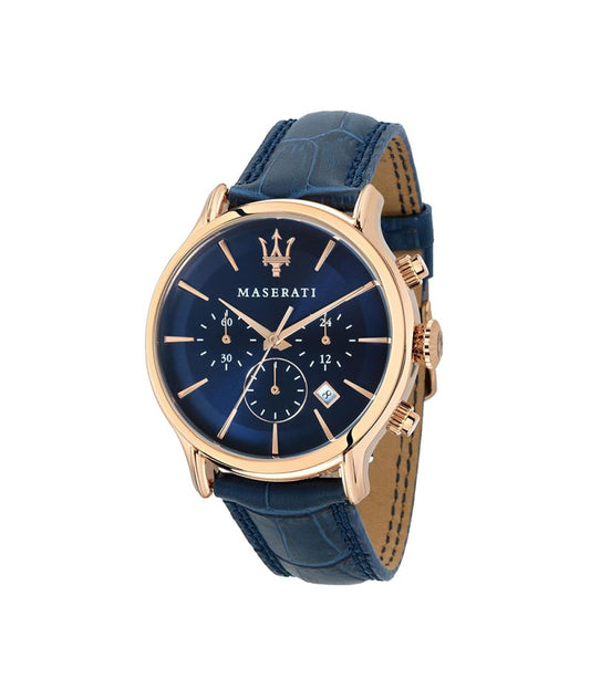 Maserati Epoca Blue Dial Leather Blue Strap Watch For Men - R8871618007