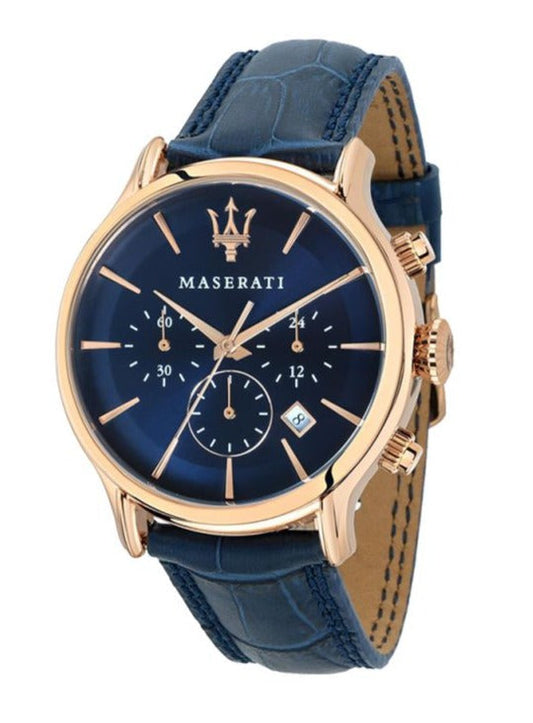 Maserati Epoca Blue Dial Leather Blue Strap Watch For Men - R8871618007
