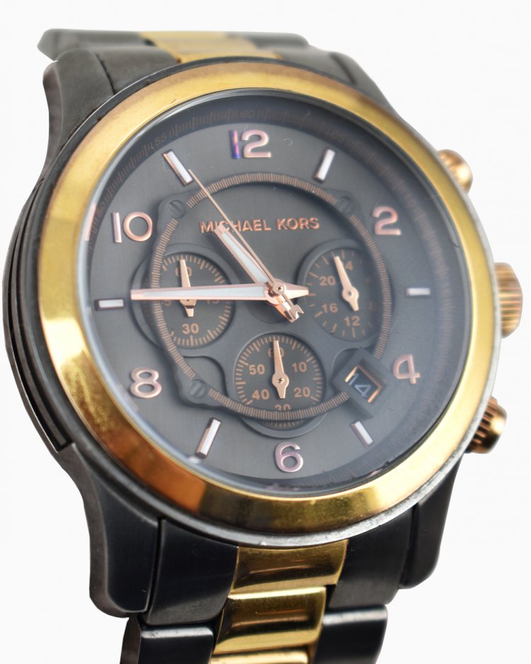 Michael Kors Runway Chronograph Grey Dial Two Tone Steel Strap Watch for Men - MK8189