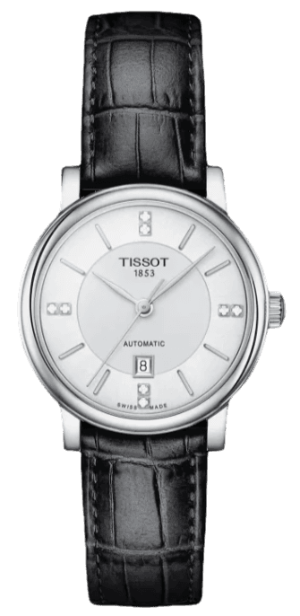 Tissot Carson Premium Lady Born to Be Brace Special Edition Silver Dial Black Leather Strap Watch for Women - T122.207.16.036.00