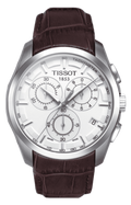 Tissot Couturier Chronograph White Dial Brown Leather Strap Watch For Men - T035.617.16.031.00