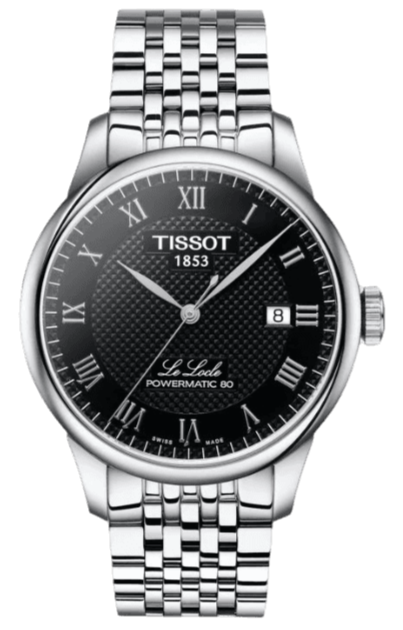 Tissot Le Locle Powermatic 80 Automatic Black Dial Silver Steel Strap Watch For Men - T006.407.11.053.00