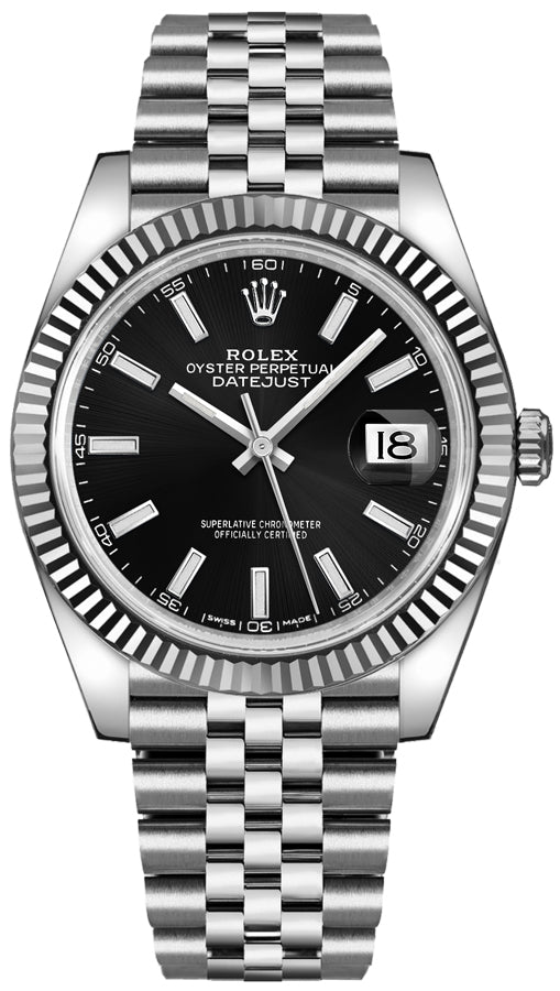 Rolex Datejust 41 Oyster Black Dial Two Tone Oystersteel & White Gold Strap Watch for Men - M126334-0018