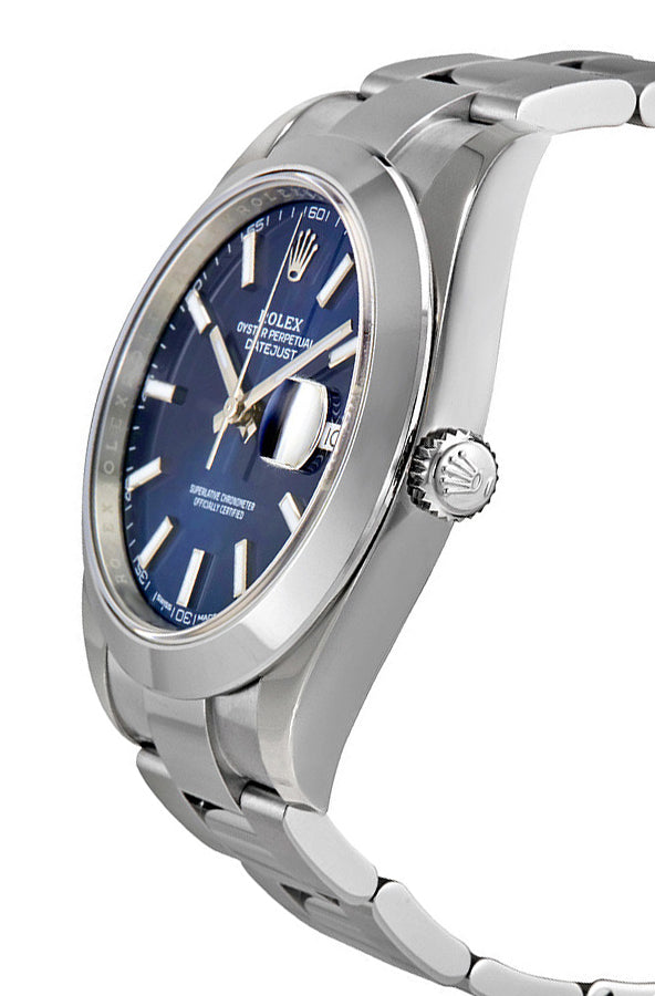 Rolex Datejust 41 Oyster Azzuro Blue Dial Silver Steel Strap Watch for Men - M126300-0001