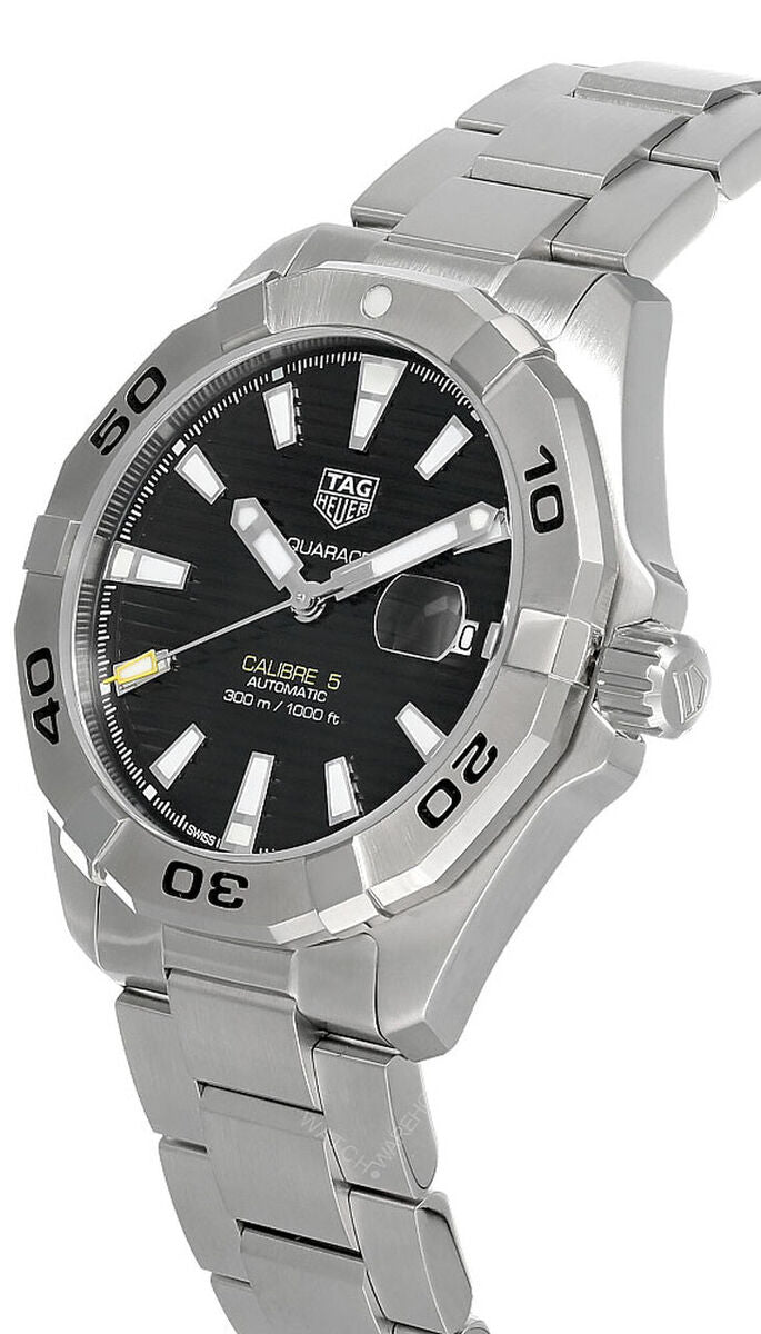 Tag Heuer Aquaracer Calibre 5 Automatic Black Dial Silver Steel Strap Watch for Men - WBD2110.BA0928