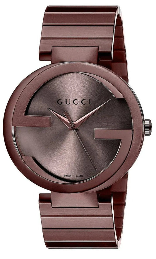 Gucci Interlocking XL Brown Dial Brown Steel Strap Watch For Men - YA133211