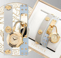 Versace Medusa Lock Icon Quartz White Dial Blue Leather Strap Watch for Women - VEDW00419