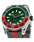 Gucci Dive Quartz Green Dial Two Tone NATO Strap Watch For Men - YA136339
