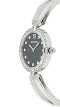 Bulova Crystal Black Mother of Pearl Dial Silver Steel Strap Watch for Women - 96L224