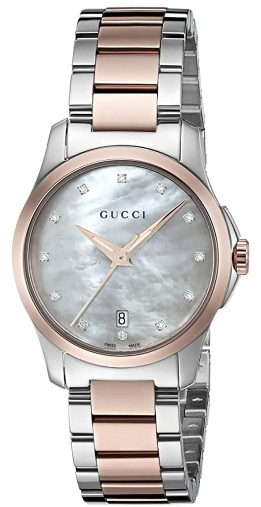 Gucci G Timeless Mother of Pearl Dial Two Tone Steel Strap Watch For Women - YA126544