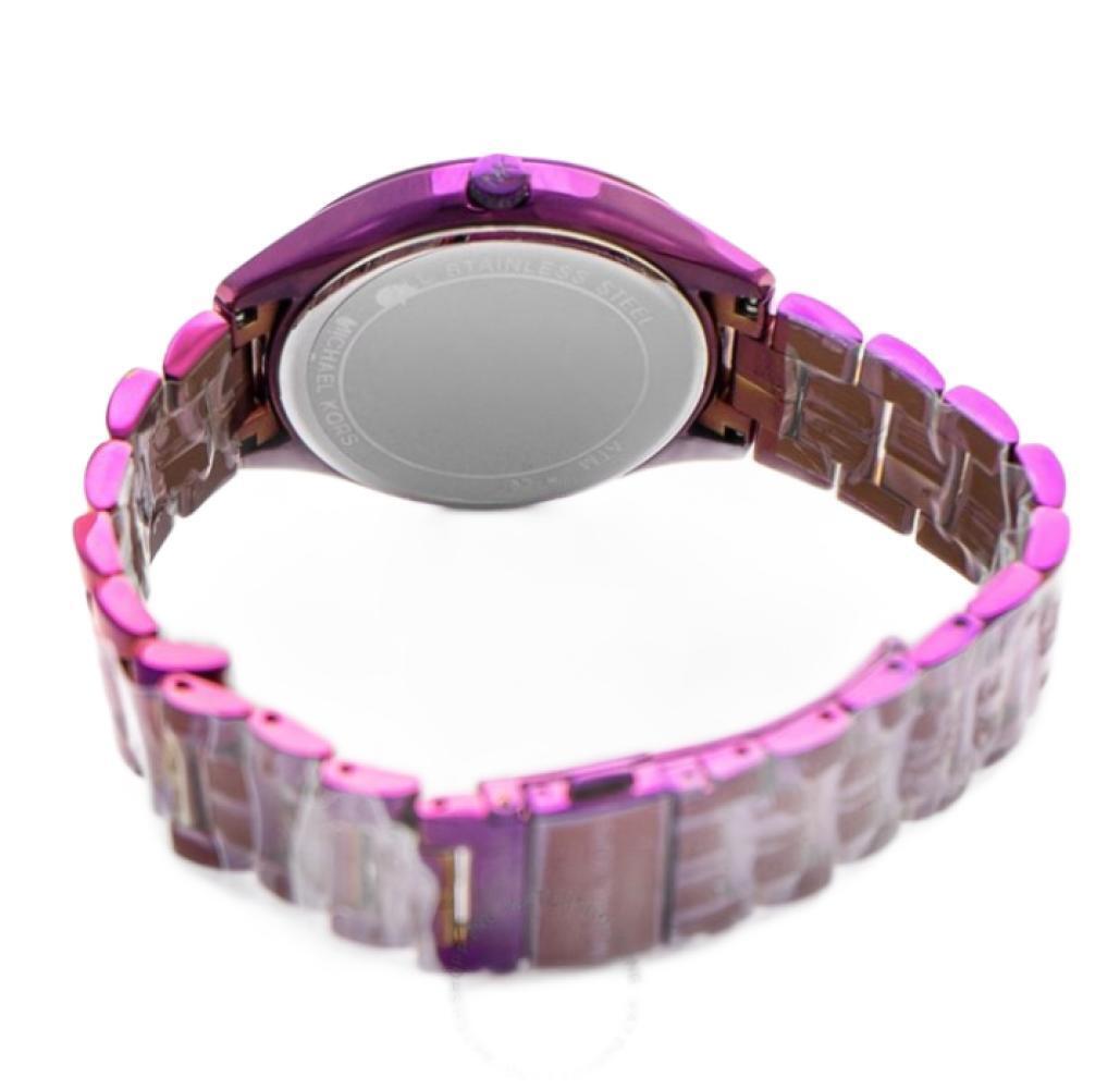 Michael Kors Lauryn Black Dial Purple Steel Strap Watch for Women - MK3724