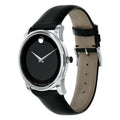 Movado Museum Black Dial Black Leather Strap Watch For Men - 606502