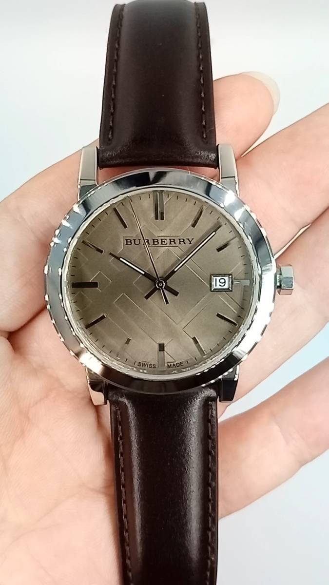 Burberry The City Gold Dial Brown Leather Strap Watch for Men - BU9011