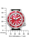 Citizen Eco Drive Promaster Marine Red Dial Black Rubber Strap Watch For Men - BN0159-15X