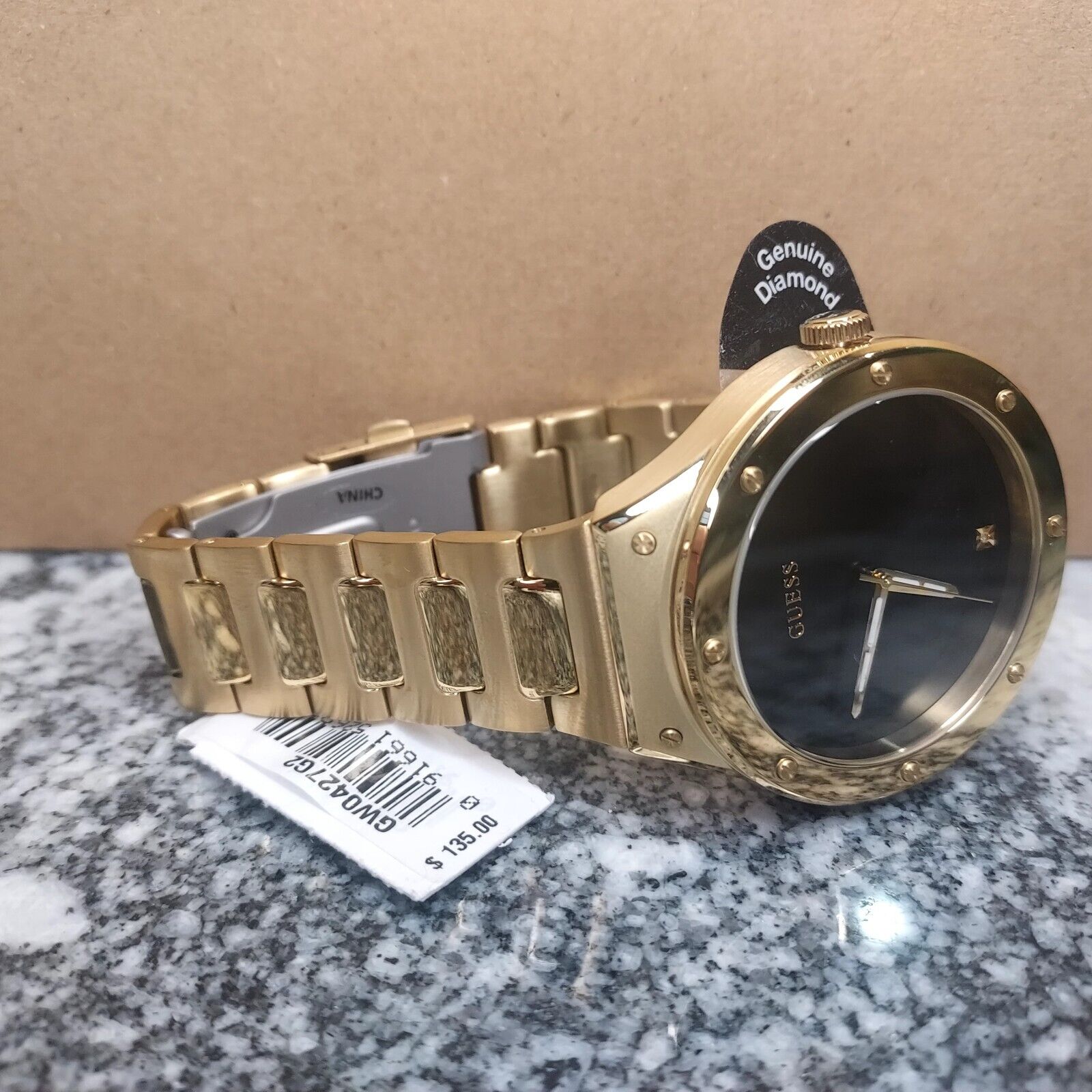 Guess Scope Quartz Black Dial Gold Steel Strap Watch for Men - GW0427G2