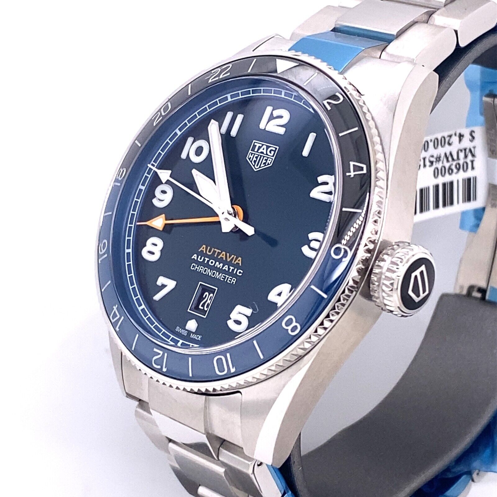 Tag Heuer Autavia Cosc GMT Automatic Blue Dial Silver Steel Strap Watch for Men - WBE511A.BA0650